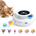 ORSDA 2in1 Interactive Toys for Indoor Cats, Timer Auto On/Off, Cat Toy Balls & Ambush Electronic Cat Mice Toy for Entertainment with 6pcs Feathers, Dual Power Supplies