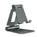 Nulaxy Dual Folding Cell Phone Stand, Fully Adjustable Foldable Desktop Phone Holder Cradle Dock Compatible with Phone 15 14 13 12 11 Pro Xs Xs Max Xr X 8, Nintendo Switch, All Phones - Gray