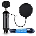 Blue Spark Blackout SL XLR Condenser Microphone Bundle with Pop Filter and 15ft XLR Cable