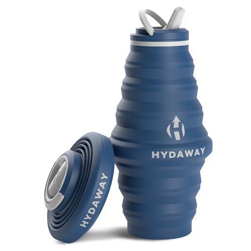 HYDAWAY Collapsible Water Bottle - 25oz I Reusable Water Bottle with Flip Top Lid for Travel, Hiking, Backpacking I Portable & Leakproof, Food-Grade Silicone, BPA Free, Collapse to 1.5”