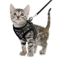 CatRomance Cat Harness and Leash Escape Proof for Walking, Safe Adjustable Small Kitten Vest Set with Reflective Strip for Kitty, Easy Control Comfortable Soft Outdoor Pet Harnesses, Black, Small