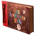 Scrapbook Photo Album,Our Adventure Book Scrapbook, Embossed Words Hard Cover Movie Up Travel Scrapbook for Anniversary, Wedding, Travelling, Baby Shower, etc (Leather Adventure Book)