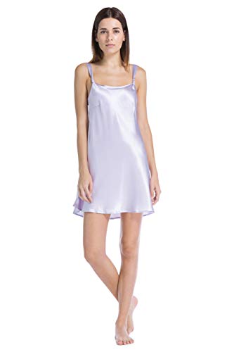 Fishers Finery Women's 100% Pure Mulberry Silk Chemise; Nightgown (Lavender, L)