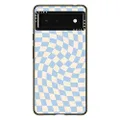 CASETiFY Impact Case for Google Pixel 6 - Check II - Baby Blue Twist - Clear Black
