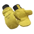 RefrigiWear Fleece Lined Fiberfill Insulated Cowhide Leather Mitten Gloves (Gold, Large)