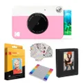 Kodak Printomatic Instant Camera (Pink) Gift Bundle + Zink Paper (20 Sheets) + Deluxe Case + 7 Fun Sticker Sets + Twin Tip Markers + Photo Album.