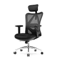 SIHOO Ergonomic Office Chair, Computer Desk Chair with Adjustable Sponge lumbar Support, Comfortable Thick Cushion High Back Desk Chair with Adjustable Headrest and PU armrests(Black)