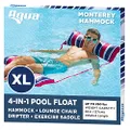 Aqua Original 4-in-1 Monterey Hammock XL Pool Float & Hammock - Multi-Purpose, Inflatable Pool Floats for Adults - Patented Thick, Non-Stick PVC Material – Navy/Burgundy Stripe