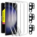 Milomdoi [3+3 Pack] for Samsung Galaxy S23 Ultra Screen Protector [Not Glass] Accessories 3 Pack TPU Film with Tempered Glass Camera Lens Samsung S23 Ultra Case Friendly, Transparent