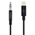 Belkin AV10172bt03-BLK 3.5mm Audio Cable with Lightning Connector, MFi-Certified Lightning to Aux Cable for iPhone (3-feet, Black)