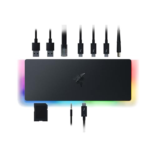 Razer Thunderbolt 4 Dock : Thunderbolt 4 Certified - 10 Ports in One - Dual 4K or Single 8K Video Output - Future-Proof & Backward-Compatible - RGB Lighting - Chroma