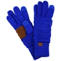 C.C Unisex Cable Knit Winter Warm Anti-Slip Touchscreen Texting Gloves, Royal