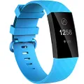 Velavior Waterproof Bands for Fitbit Charge 4/ Fitbit Charge 3/ Charge3 SE, Replacement Wristbands for Women Men Small Large (Cerulean, Large)
