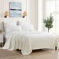 Sweet Home Collection 100% Fine Cotton Luxurious Basket Weave Blanket, Ivory Full/Queen