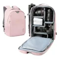 BAGSMART Camera Backpack, DSLR SLR Camera Bag Fits up to 13.3 Inch Laptop Water Resistant with Rain Cover, Tripod Holder for Women and Girls, Pink