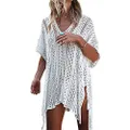 shermie Swimsuit Cover ups for Women Loose Beach Bikini Bathing Suit Cover up White