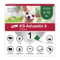 Flea and tick Prevention for Dogs, Dog flea and tick Treatment, 1 dose for Dogs 4-10 lbs, K9 Advantix II