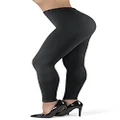 Satina High Waisted Leggings for Women | New Full Length w/Stretch Waistband | Ultra Soft Opaque Non See Through (PlusSize, Black)