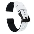 20mm White/Black - Barton Elite Silicone Watch Bands - Black Buckle Quick Release