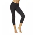 HUE Women's Plus Size Ultra Capri Leggings with Wide Waistband, Black, 2X