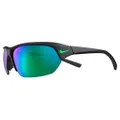 Nike Skylon Ace Rectangular Sunglasses, Matte Black/Green, 69 mm