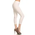 Leggings Depot NCL27-Ivory-Large Solid Capri Yoga Pants