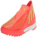 adidas Unisex-Adult Edge.3 Predator Turf Soccer Shoe, Solar Red/Solar Green/Black (Laceless), 11 Women/11 Men