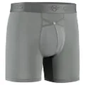 Crossfly Men's Underwear IKON 6" Boxer Shorts 24 Hour Comfort & Innovative Clever Access. Breathable & Soft., Charcoal, Large