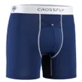 Crossfly Men's Underwear IKON X 6" Boxer Shorts 24 Hour Comfort & Innovative Clever Access. Breathable & Soft, Blue, XX-Large