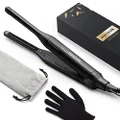 Wavytalk Pencil Flat Iron, 3/10" Small Iron for Short Hair, Pixie Cut and Bangs, Tiny Beard Straightener with Dual Voltage & Adjustable Temp, Mini Hair Edges Heating Up in 15s