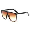 Freckles Mark Vintage Retro Oversized 70s Sunglasses for Men Women Shield Disco Glasses, Black Tortoise Brown, oversize
