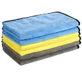 GTF Microfibre Car Cleaning Cloths, 16'' x 24'' Large Microfibre Car Cloth Double-Side Plush & Super Absorbent Cars Cleaning Towel for Home Polishing Washing and Detailing (6 Pack)