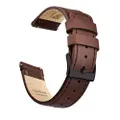 Ritche Quick Release Leather Watch Band Top Grain Leather Watch Strap 20mm for Men and Women (Darkbrown/Black, 20MM)