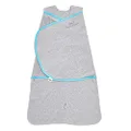 HALO Baby Sleepsack Swaddle Wearable Blanket, 3-Way Adjustable Infant Sleepsack, TOG 1.5, Ideal Temp, Heather Grey/Aqua, Newborn, 0-3 Months, 6-12 Pounds