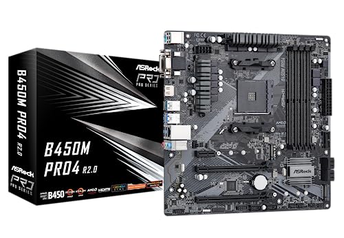 ASROCK B450M PRO4 R2.0 Socket AM4/ AMD B450/ DDR4/ SATA3&USB3.2/ M.2/ Micro ATX Motherboard