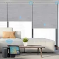 SmartWings Motorized Roller Shades, Auto Smart Window Blinds 100% Blackout with Zigbee Motor Alexa, Cordless Remote Control Rechargeable, Light Grey, W29 xH72