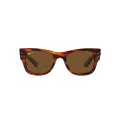 Ray-Ban RB0840sf Mega Wayfarer Low Bridge Fit Square Sunglasses, Striped Havana/Brown Polarized, 52 mm