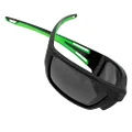 FORCEFLEX FF500 Heat | Flexible, Unbreakable Sports and Running Sunglasses for Men and Women, Green on Black, Medium