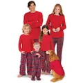 PajamaGram Family Christmas Pajamas Set - Rib Knit Cotton PJs, Red, Pets, LG