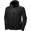 Helly Hansen Men's Crew Hooded Waterproof Windproof Breathable Rain Coat Jacket, 990 Black, Large