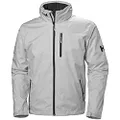 Helly Hansen Men's Crew Hooded Midlayer Fleece Lined Waterproof Windproof Breathable Rain Coat Jacket, 853 Grey Fog, XX-Large