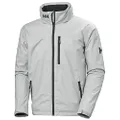Helly Hansen Men's Crew Hooded Waterproof Windproof Breathable Rain Coat Jacket, 853 Grey Fog, Large