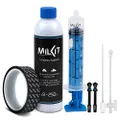 milKit Tubeless Tire Conversion Kit - Bike Tubeless Setup Kit - Sealant Bottle - Sealant Injector - Rim Tape - Valves Pack - Presta Valve Core Removal Tool (45-25)