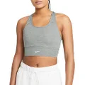 Nike Dri-FIT Swoosh Medium-SupportPadded Longline Sports Bra (Grey),X-Large