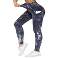 THE GYM PEOPLE Thick High Waist Yoga Pants with Pockets, Tummy Control Workout Running Yoga Leggings for Women (X-Large, Tie Dye Black Grey)