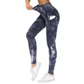 THE GYM PEOPLE Thick High Waist Yoga Pants with Pockets, Tummy Control Workout Running Yoga Leggings for Women (X-Large, Tie Dye Black Grey)