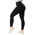Kamo Fitness High Waisted Yoga Pants 25" Inseam Serenity Leggings No Front Seam Soft Workout Tights (Black, S)