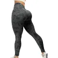 YEOREO Women Seamless Camo Leggings High Waisted Gym Yoga Pants Black S