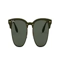 Ray-Ban RB3576N Blaze Clubmaster Square Sunglasses, Brushed Gold/Dark Green, 47 mm, Brushed Gold/Dark Green, 47 mm