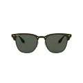 Ray-Ban RB3576N Blaze Clubmaster Square Sunglasses, Brushed Gold/Dark Green, 47 mm, Brushed Gold/Dark Green, 47 mm